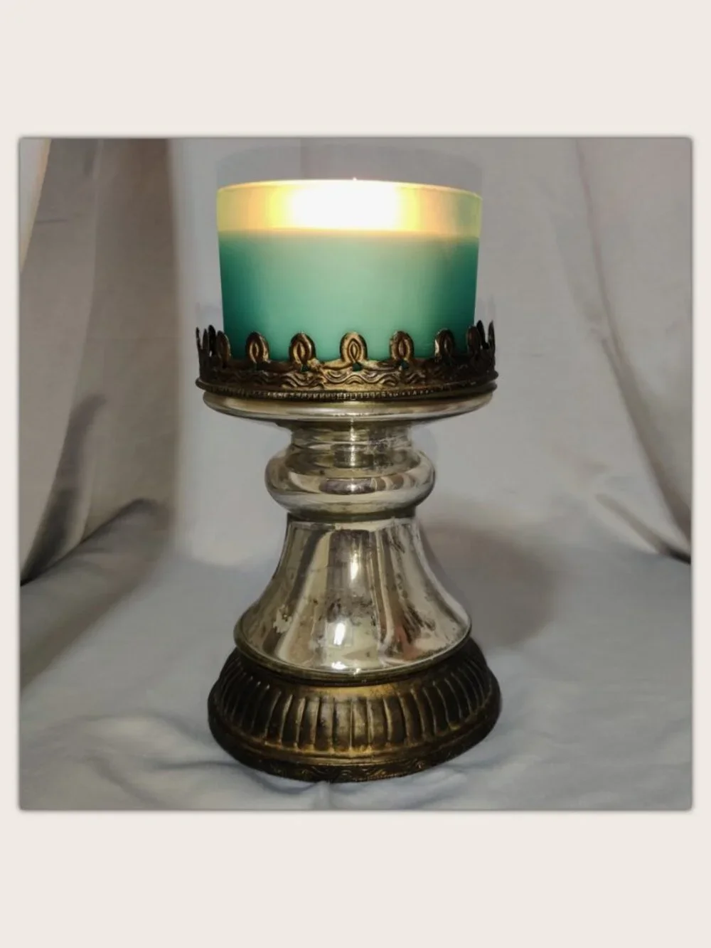 Pottery Barn Vintage Mercury Glass Style Candleholder for Pillar & Jar Candles